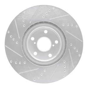 Lexus GS450H Brake Rotor (1) - Front Right - R1 Concepts - Drilled & Slotted - Silver - `09-`11